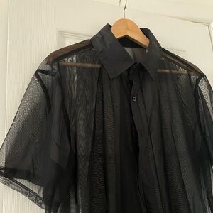 Oversized Black Mesh Shirt Size XL